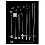 Mid Century Religious Pendants and Cufflinks