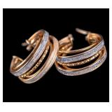 14K Gold & Diamond Multi-Strand Hoop Earrings