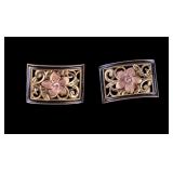 14K Gold Flower Earrings w/ Diamond Accents