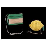 Kate Spade Green and Lemon Woven Crossbody Bag