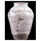 Korean Buncheong Carved Floral Vase