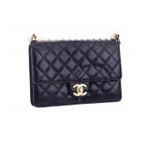 Chanel Quilted Black Leather Purse w/ Chain Strap