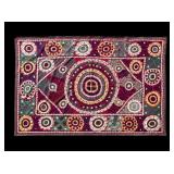 Embroidered Uzbek Suzani Silk Rug ~5