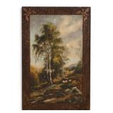 Early 20th C. Oil Landscape on Relief Design Panel