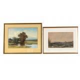 Albert Pollitt (UK 1856-1926) Watercolor Landscape