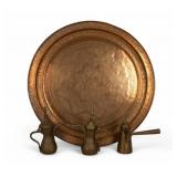Large Brass Charger w/ Arabic Dallah Coffee Pots