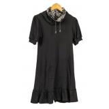 Burberry Black Short Sleeve Dress with Plaid Hood