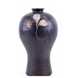 Korean Meiping Black Glaze Vase w/ Floral Accents