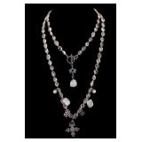 Glass Bead Necklace w/ 825 Silver & Pearls Accents