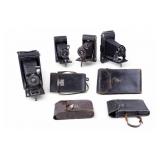 Early Kodak (3) & Ensign Folding Cameras w/ Cases