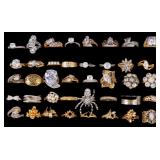 Clear Rhinestone Gold / Silver Tone Costume Rings