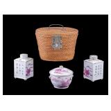 20th C Chinese Tea Pot set and Tea Caddies