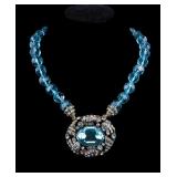 Heidi Daus Designer Blue Rhinestone Necklace