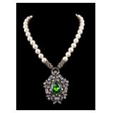 Heidi Daus Designer Green Rhinestone Necklace