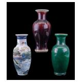 Chinese Porcelain Roleau & Oxblood Vases (3 Total)
