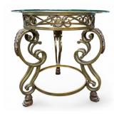 Circular Cast Metal & Beveled Glass Entrance Table