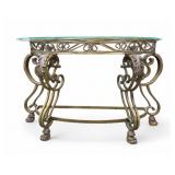 Cast Metal & Beveled Glass Entrance Table