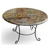 Stone Top Patio Table w/ Wrought Iron Base