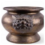 Large Chinese Brass Foo Dog Brazier