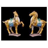 Chinese Yellow Porcelain Horse Pair (2 Pc.)