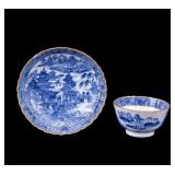 Chinese Export Blue + White Cup & Saucer (2 Pc.)