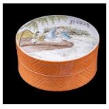 Chinese Handpainted Porcelain Box w/ Text