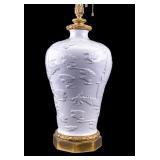 Chinese Gilt Bronze and Porcelain Lamp
