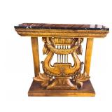 Neoclassical Lyre, Gilded Marble Top Table (KI#17)