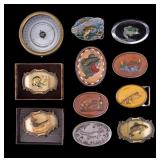 Vintage Fish Belt Buckles (10) + Compass