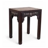 Chinese Carved Side Table w/ Marble Top & M.O.P.