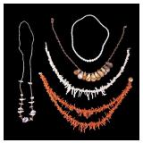 Vintage Coral and Polished Shell Necklaes