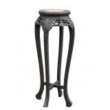 Chinese Carved Wood Marble Top Stand