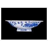 Chinese Blue & White Porcelain Footed Bowl