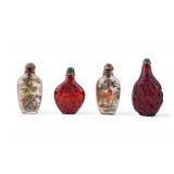 Chinese Inner-Painted (2) & 2 Other Glass Snuffs