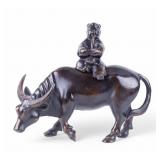 Bronze Bull and Boy Figurine