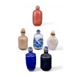 Chinese Porcelain (4) & Stone (2) Snuff Bottles