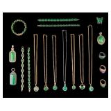 Chinese Green Hardstone Jewelry Collection