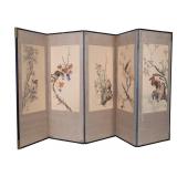 Korean Silk Tabletop Five Panel Room Screen