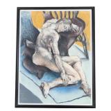 Large Scale Seated Nude Male Pastel