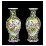 Famille Noire Baluster Vases (2)