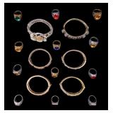 Rhinestone Rings (12) & Bangle Bracelets (6)