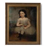 Large Scale American Oil Painting of Girl