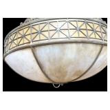1st Half 20th C Slag Glass & Bronze Hanging Light
