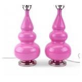 Robert Abbey Pink Feng Shui Gourd Lamp (Pair)