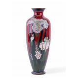 Japanese Red Cloisonne Flower Vase