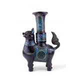 Large Scale Cloisonne Figural Pixiu Gu Vase