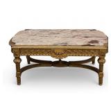 Italian Gilt Wood & Veined Marble Top Table