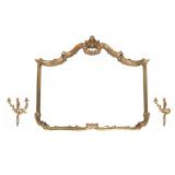 French Gilt Bronze Sconces and Gilt Wood Mirror