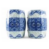 Pair of Chinese Blue & White Garden Stools (2 Pc.)