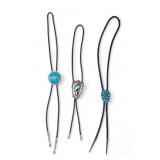 Vintage Sterling Silver Bolo Ties (2) + Nickel